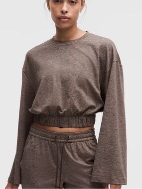 Lululemon Soft Jersey Relaxed Crewneck Pullover BNWOT Medium Heathered Espresso